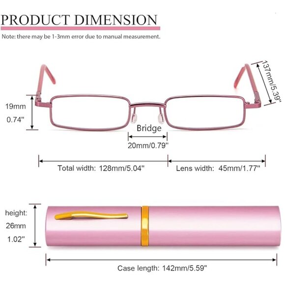 REAVEE 2 Pack Slim Pen Reading Glasses for Men Women, Small Pocket Size Tube - Picture 4 of 6